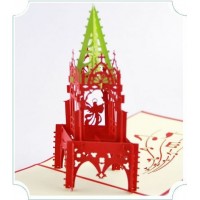 Handmade 3d Pop Up Greeting Card Music Angel Church Bell Tower Christmas Papercraft Gift